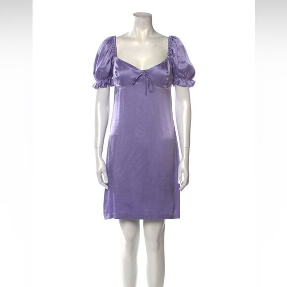 STAUD Kimberly Satin Mini Dress in Lilac - Picture 3 of 7